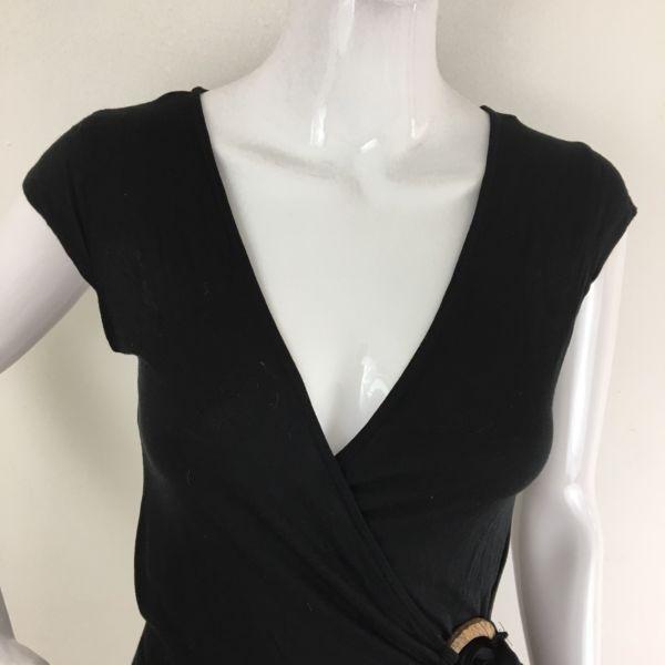 River Island Wrap Black Midi Dress Casual Size 12