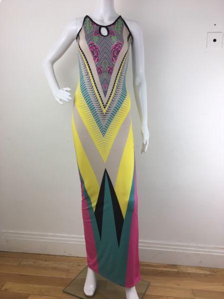 Signature Ladies Stretch Multicolored Maxi Dress SizeS/M