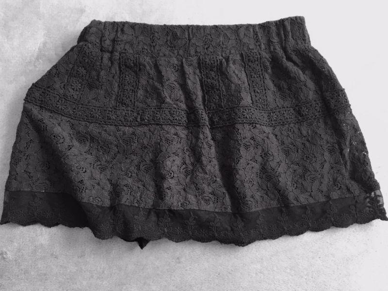 Ladies Black Lace with Shorts Underskirt Mini Skirt12