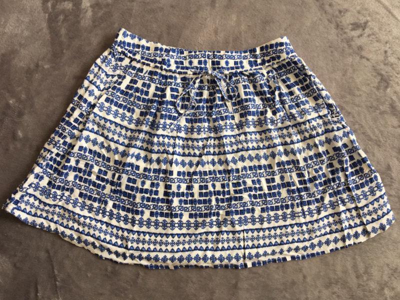 Ladies Geometrical Blue White Mini Skirt Size12