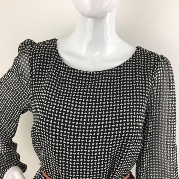 Ladies Office Business Black/White Midi Dress Size 10