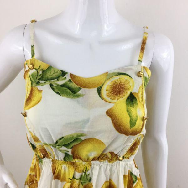 Ladies Yellow Lemon Theme Sun Midi Dress Size 12