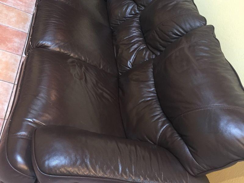 3+2 seater brown leather recliner sofa set