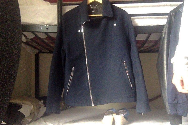 H & M peacoat in a denim biker jacket style Large