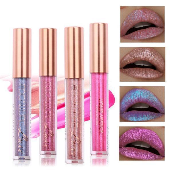 Focallure 6 colours metallic matte lip gloss liquid diamond glitter lipsticks cosmetics make up