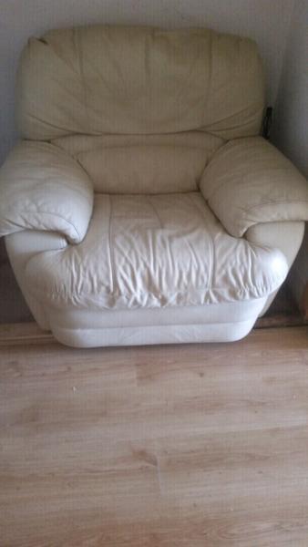 Cream leather reclining chair