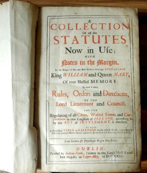 Collection of all the statutes/Kingdom of  ,Dublin, A. Crooke, 1723