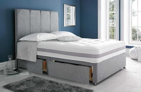 Gray Suede bed with Deluxe Mattress