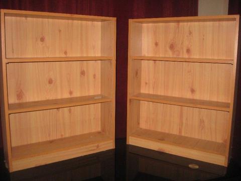 Wood effect bookshelves