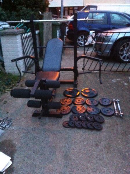 WEIGHTLIFTING EQUIPMENT,,HEAVY DUTY BENCH AND WEIGHTS SET