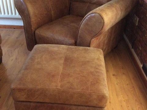 Savoy Leather Armchair and Footstool €200