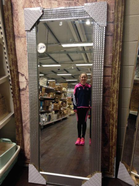 Large Silver Framed Wall Mirror