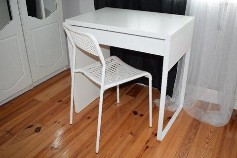 desk Micke + chair Adde from IKEA white