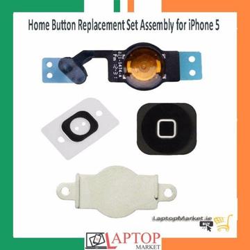 New Home Button Set Assembly Kep Cap Flex Cable Bracket Holder Replacement for iPhone 5 5C 5G Black