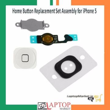 New Home Button Set Assembly Kep Cap Flex Cable Bracket Holder Replacement for iPhone 5 5C 5G White