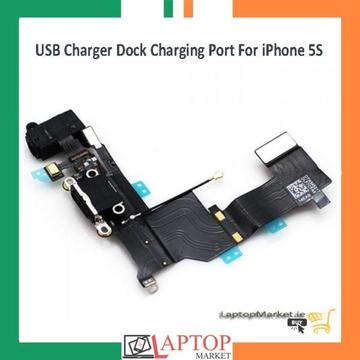New USB Charger Dock Charging Port For iPhone 5S With Flex Cable Black
