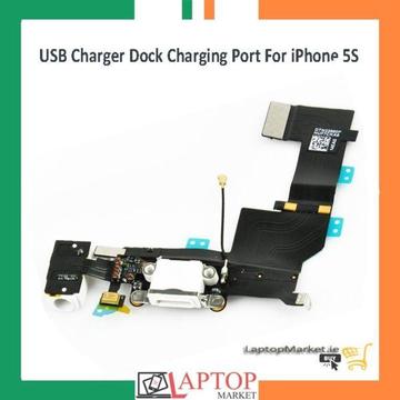 New USB Charger Dock Charging Port For iPhone 5S With Flex Cable White