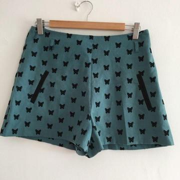 Ladies Green Tailored Butterfly Shorts Size12