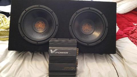 CAR TWIN SUBWOOFER AND AMPLIFIER