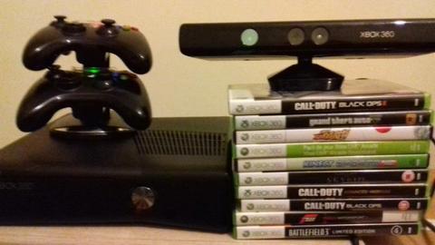 xbox box 360 250gm and 10 very good games