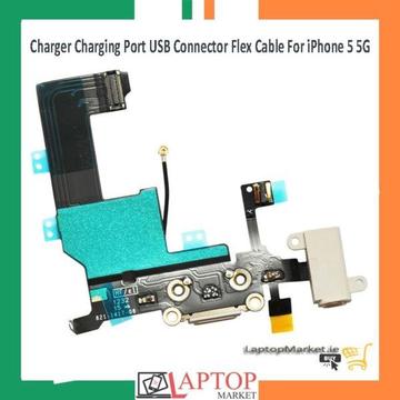New Charging Port and USB Connector with Flex Cable for iPhone 5 5G White