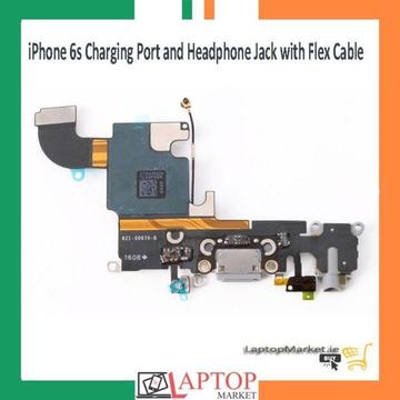 New iPhone 6s Charging Port and Headphone Jack with Ribbon Flex Cable Black