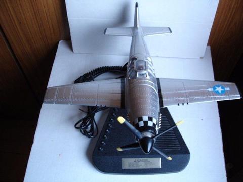P-51 MUSTANG FIGHTER PLANE PHONE Vintage WW2 Style Telephone COMPLETE