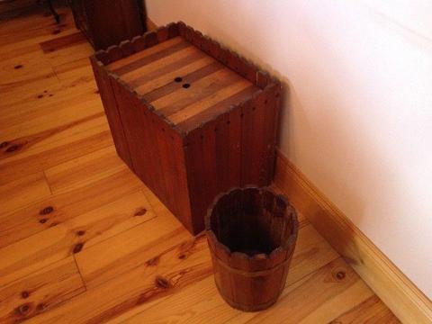 Wooden box and bucket