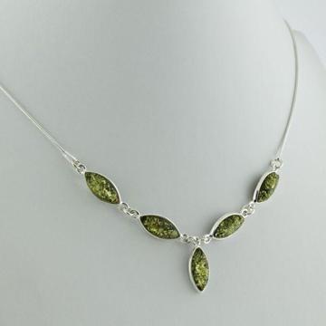 925 Silver necklaces with Green Amber