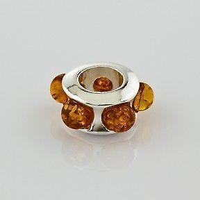 Sterling Silver Pandora Style Beads with Amber