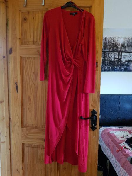 Size 14 red long dress with slit at thigh