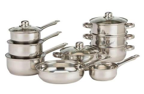 HOME 9 Piece Stainless Steel Pan Set