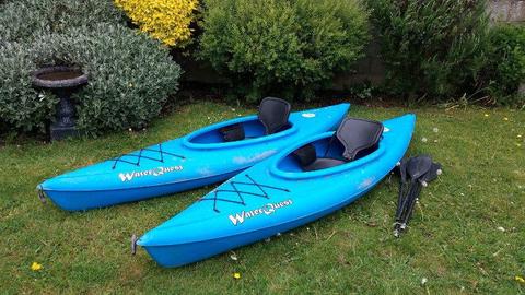 Two sit-in river kayaks + two buoyancy aids