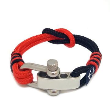 Adjustable Shackle Black and Red Nautical Bracelet