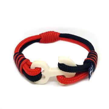 Bone Anchor Black and Red Nautical Bracelet