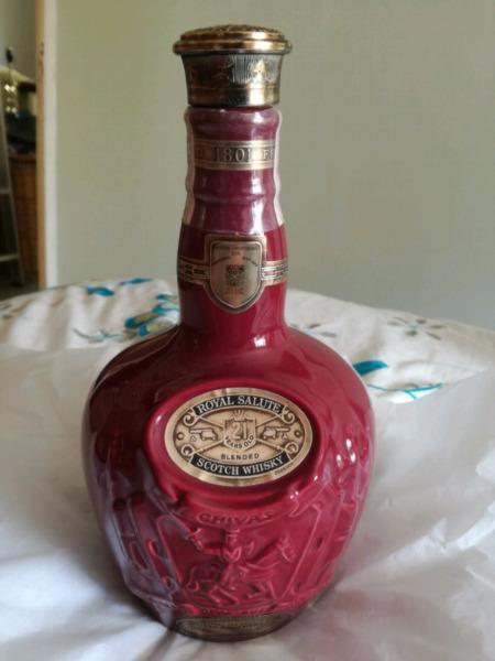 Royal salute scothch whiskey bottle