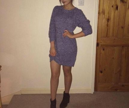 Blue/White knit jumper dress