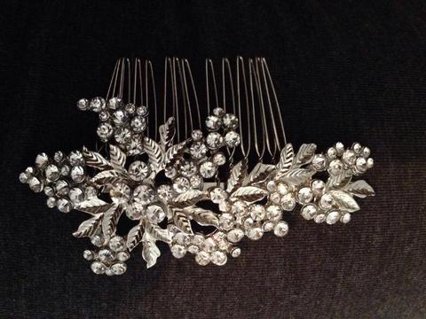 Accessorize wedding diamante silver hair clip slide