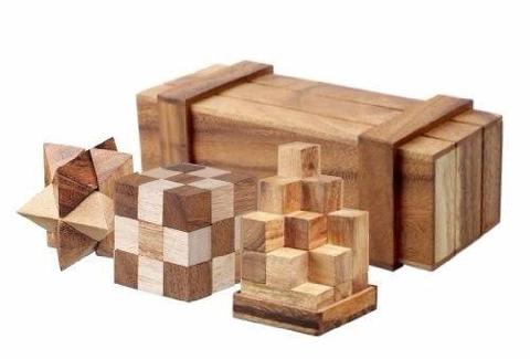 Magic Box with 3 Wooden Puzzles Gift Set