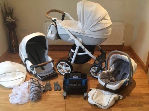 3in1 travel system white leather (roan bass)