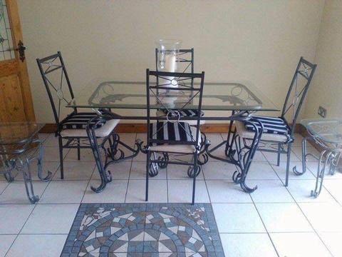 Dining Room Table + 4 Chairs + 2 Side Lamp Tables