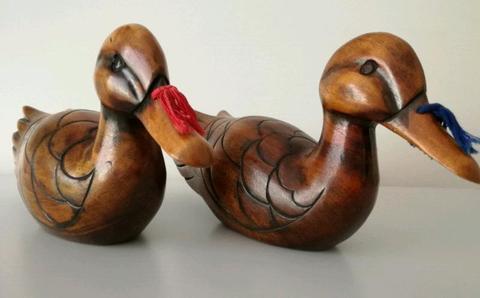 Two beautiful solid wood ducks