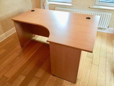Very Good Condition L-Shaped Wood Office Desk w/ Holes for Cable Management