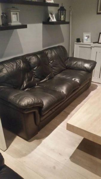 Leather 3 Piece Sofa & Centre Table