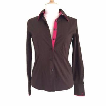 TOMMY HILFIGER Ladies Shirt Brown & Pink Size US6 UK10