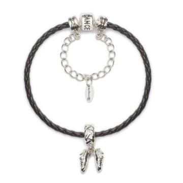 Official Riverdance Jewellery Black Leather Style Charm Bracelet