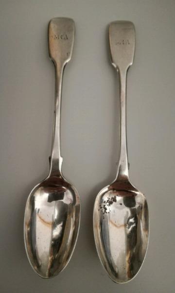 Pair of victorian Irish silver tea spoons