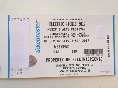 Electric picnic 1st Sep - Full Weekend Camping ticket - €240