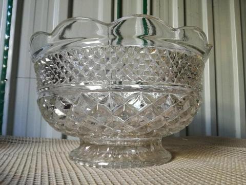 Vintage heavy cut glass bowl