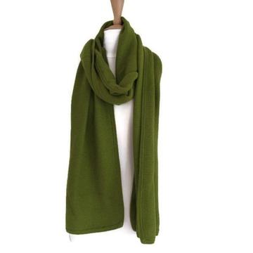 FRAGILE ANTWERP Ladies Maternity Wool Scarf Green Wide Angora Cashmere